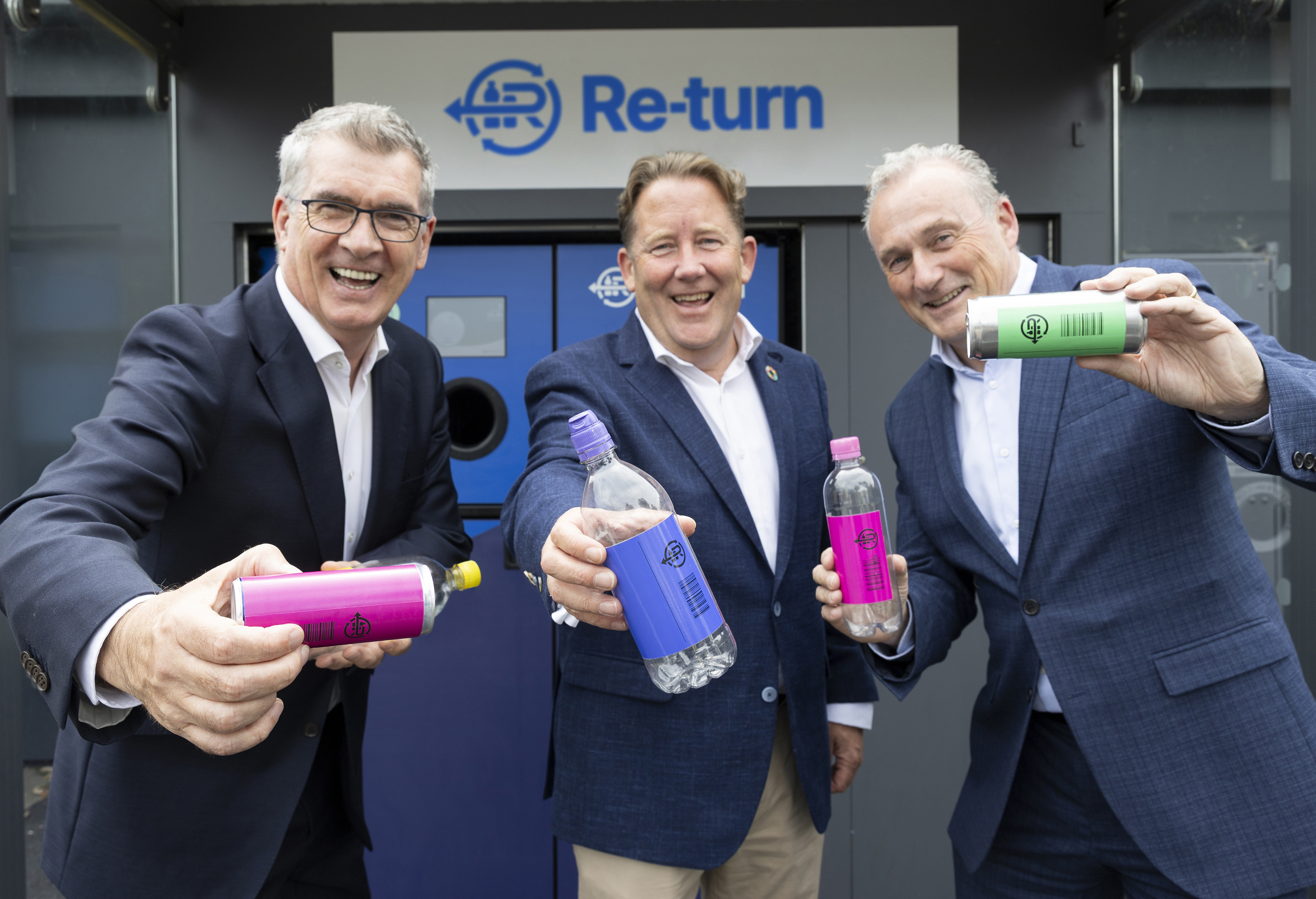 Pictured Left to right: Chair of the Board of Re-turn Tony Keohane, Minister for Climate, Energy and the Environment Darragh O’Brien TD, CEO of Re-turn Ciaran Foley 