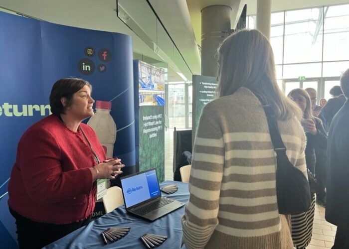 Re-turn staff speaking to delegates at the Irish Waste Management Association Conference 2025.