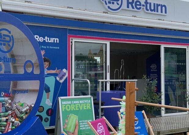 A circular collection point used to donate empty drink containers at Electric Picnic 2024. 